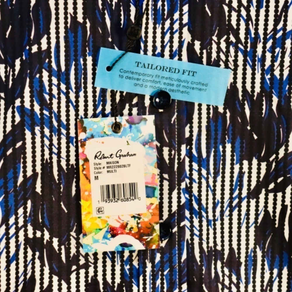 Robert Graham, Maison Floral Curved Hem. Tailored Fit. Shirt. Size M NWT - Picture 3 of 4